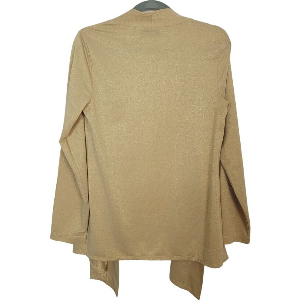 Vintage Additions By Chico's Cardigan Sz 0 Small Mustard Gold W/ Metallic Knit - Picture 2 of 8